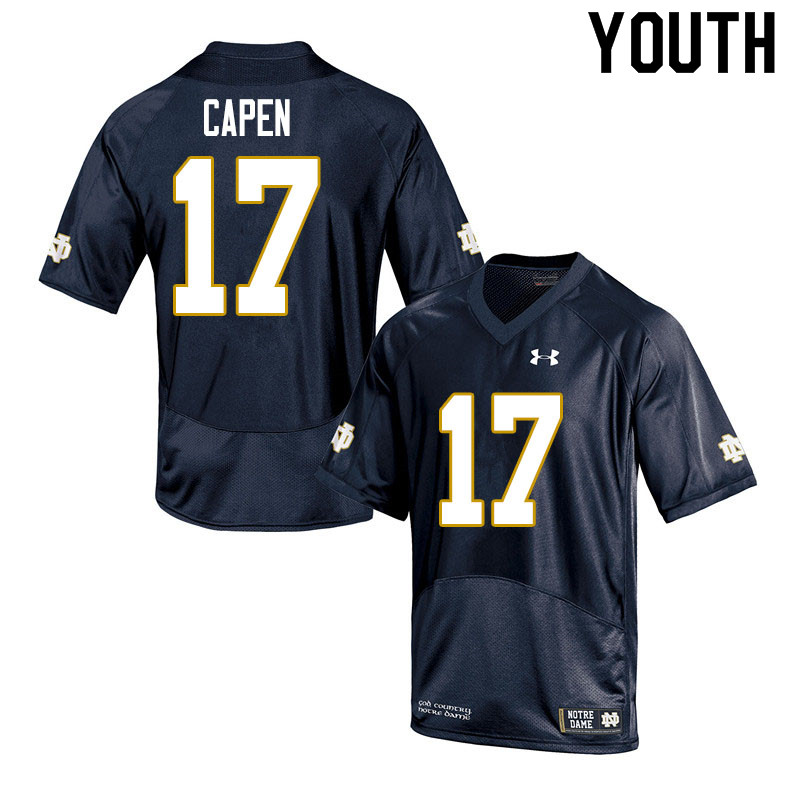 Youth #17 Cole Capen Notre Dame Fighting Irish College Football Jerseys Sale-Navy